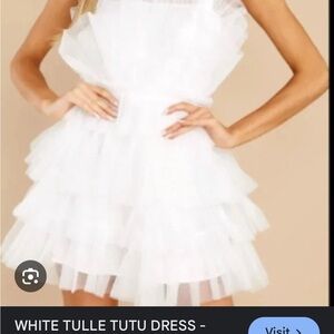 Storia White Tulle Mini Dress